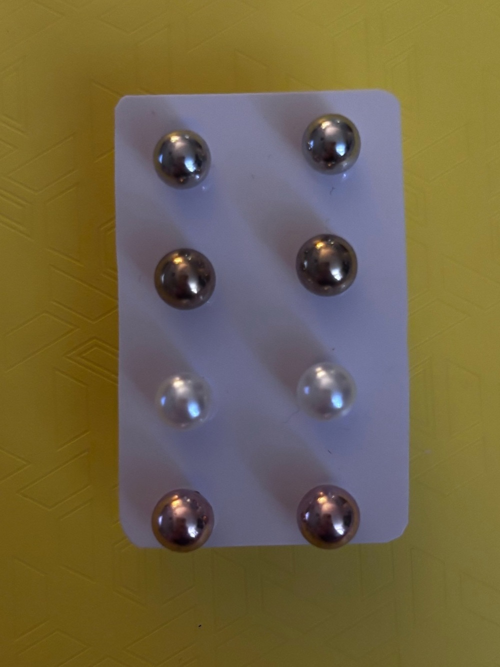 Kids Multi-Tone Pearl/Metallic Stud Earrings White, Gold, Silver Hypoallergenic